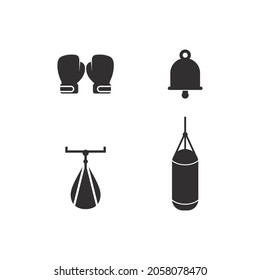 Boxing icon set and boxer design illustration symbol of fighter