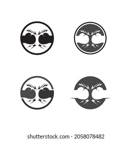 Boxing icon set and boxer design illustration symbol of fighter