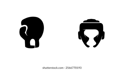 Boxing icon set and boxer sport design illustration symbol