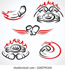 Boxing icon set. Collection element boxing. Vector