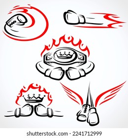 Boxing icon set. Collection element boxing. Vector