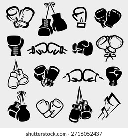 Symbolsatz für Boxen. Auflistungselement-Boxing. Vektorgrafik