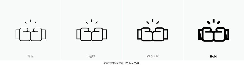 Boxing-Symbol. Dünnes, leichtes Regular- und Bold-Design isoliert auf weißem Hintergrund