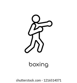 Boxing icon. Trendy modern flat linear vector Boxing icon on white background from thin line sport collection, editable outline stroke vector illustration