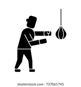 boxing icon, vector illustration, black sign on isolated background
