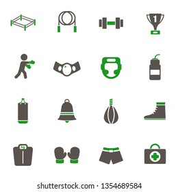 boxing icons. set of 16 high quality boxing vector icons in two color for web, mobile and user interface design