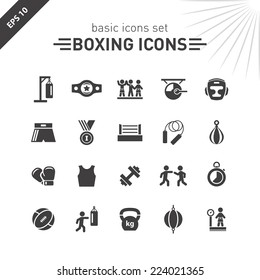 Boxing icons set.