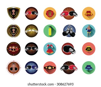 Boxing icons set 