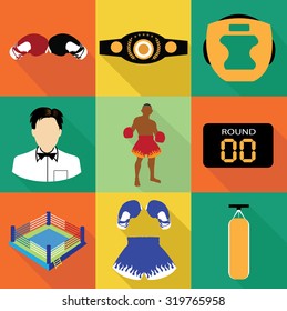 Boxing icons set