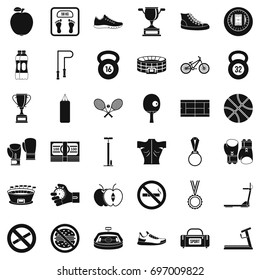 Boxing icons set. Simple style of 36 boxing vector icons for web isolated on white background