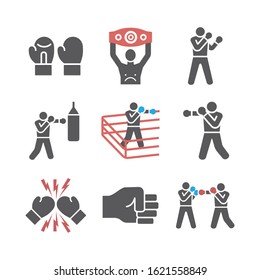 Boxing icons set. Vector signs for web graphics