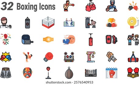 Boxing Icons Vector Eps File illustration 