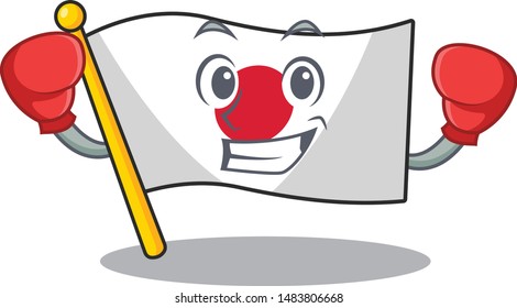 Boxing Japan flag hoisted inside cartoon pole