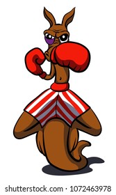 boxing. kangaroo in Boxing gloves and shorts