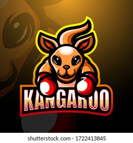 Boxing kangaroo mascot esport logo design