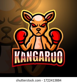 Diseño del logotipo de soporte de mascota kangaroo de boxeo