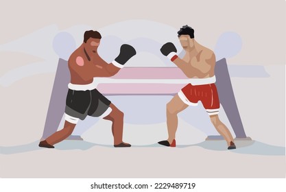 Boxen, Kickboxing Combat Sport, Kämpfer mit Head Guards Illustration Vektorgrafik-Zeichnung
