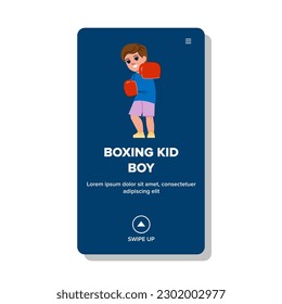 boxing kid boy vector. child boxer, sport fighter, exercise training, activity caucasian, childhood gloves boxing kid boy web flat cartoon illustration