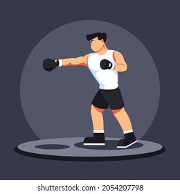 Boxing knockout punch character illustration