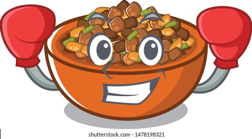 Boxing kung pao chicken isolated with cartoon