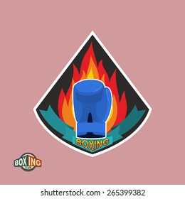Boxing labels. Boxing gloves emblem Club