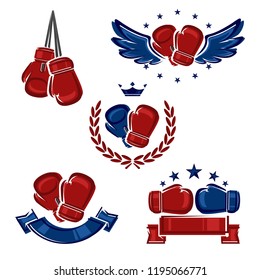 Boxing Labels Icons Set Vector Stock Vector (Royalty Free) 1195066768 ...