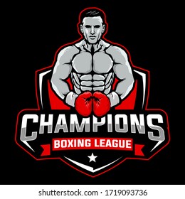 boxing league esport vector logo design