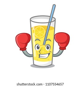 Boxing lemonade character cartoon style