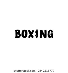 Boxing Lettering with boxing gloves icon logo vector design template.