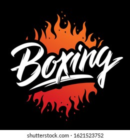 Boxing lettering, vector illustration. Hand drawn inscription for poster. Modern brush calligraphy design to print on t-shirt.
