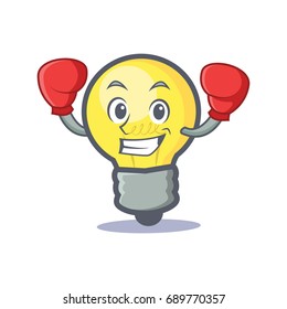 Boxing light bulb character cartoon