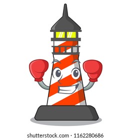 Boxing lighthouse character cartoon style