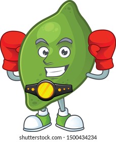 Boxing lime fruit character on white background