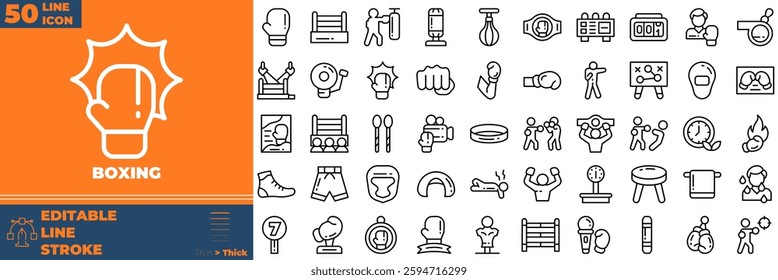 Boxing Line Editable Icons set. Vector illustration in modern thin line style of boxing icons: boxing, fight, boxer, etc