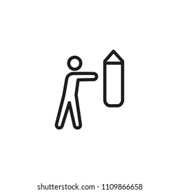 Boxing line icon. Boxer, punching bag, exercising. Sport concept. Can be used for topics like sports facilities, physical training, fighting.
