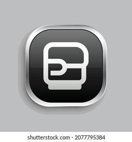 boxing line icon design. Glossy Button style rounded rectangle isolated on gray background. Vector illustration