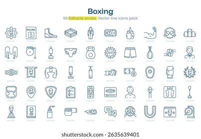 Boxing line icon pack. Boxing Stroke icon set. Editable Stroke icon