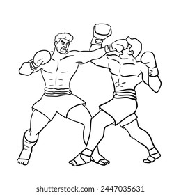 Boxing lines of professional boxers.Vector illustration isolated on white.