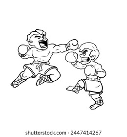 Boxing lines of professional boxers.Vector illustration isolated on white.