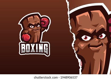 The Boxing Log Mascot Logo Template