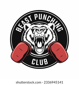 boxing logo with bear head mascot