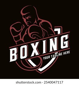 Logotipo de boxeo. con el icono del boxeador, para el kleb del boxeo