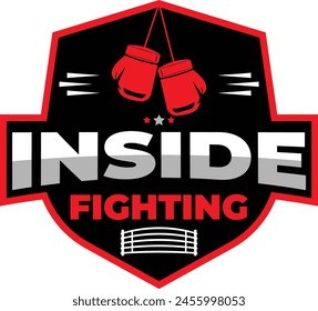 Boxing logo, boxing championship logo design, sport boxer illustration in badge style, Boxing logo template design, Silhouette of boxing gloves