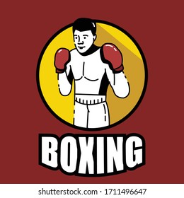 Diseño del logotipo de boxeo. Plano, ilustración, vector
