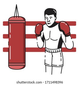 Boxing logo design. Flat, illustration, vector