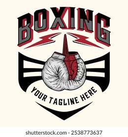 boxing logo design. with boxing gloves and boxer icon, for boxer club