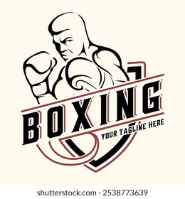 boxing logo design. with boxing gloves and boxer icon, for boxer club