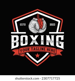 boxing logo design. with boxing gloves icon, for boxer's kleb