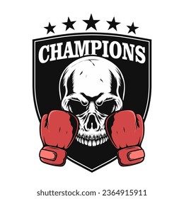 boxing logo design with skull mascot