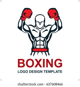 Boxing logo design theme.
Boxer in red gloves.